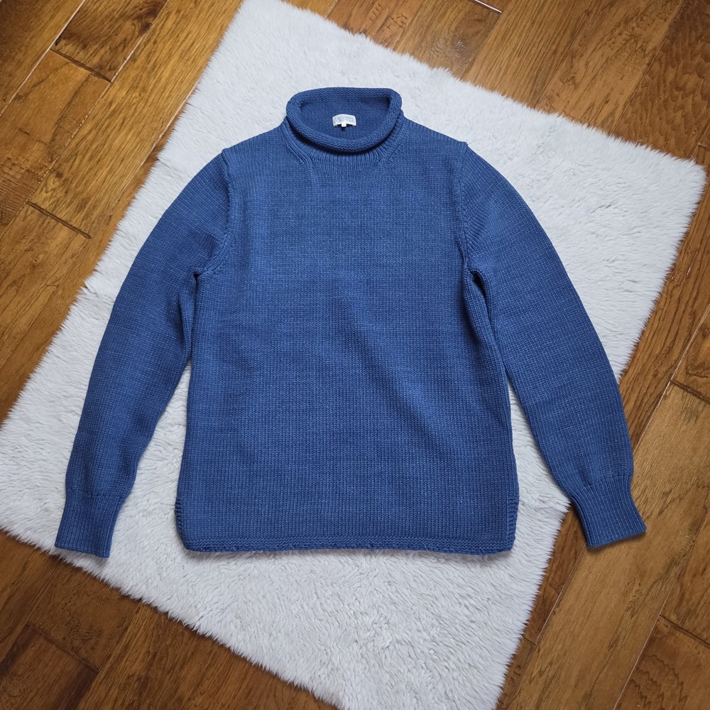 Quaker Marine Supply Fishermans Sweater Roll Neck Men's Medium Blue